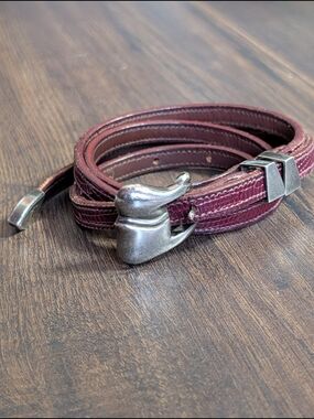 KIESELSTEIN-CORD Early VTG Burgundy Lizard Sterling Silver 4pc Western Belt
